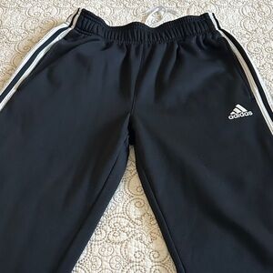 Adidas Kids Black Joggers with White Stripes